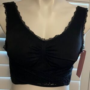 Black Lace Trim Bra with Scoop Neckline